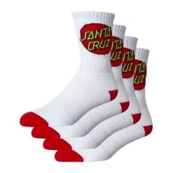SANTA CRUZ YOUTH SOCKS 4PK WHITE