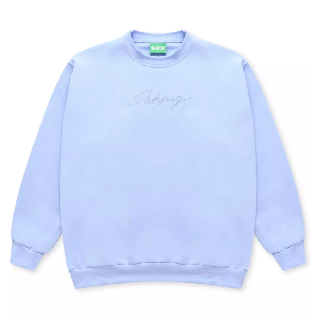 ICHPIG SCRIPT EMBROIDERY CREW SKY BLUE