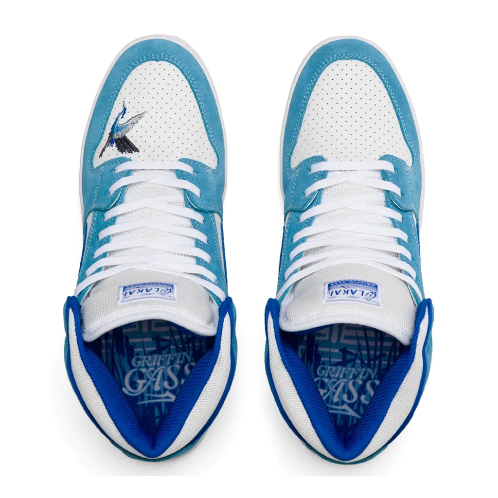 LAKAI TELFORD GRIFFIN GASS SKATE SHOES - WHITE/LIGHT BLUE - Image 3