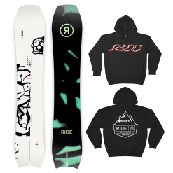 RIDE MTNPIG 2024 SNOWBOARD W/LIMITED EDITION RIDE X BALLISTYX HOODIE
