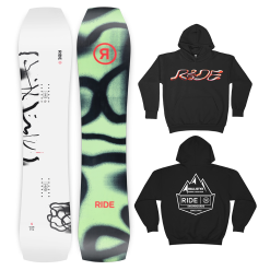 RIDE WARPIG 2024 SNOWBOARD - W/LIMITED EDITION RIDE X BALLISTYX HOODIE