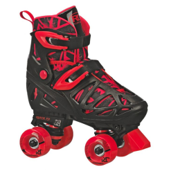 ROLLER DERBY TRAC STAR ADJUSTABLE YOUTH ROLLER SKATES - BLACK/RED
